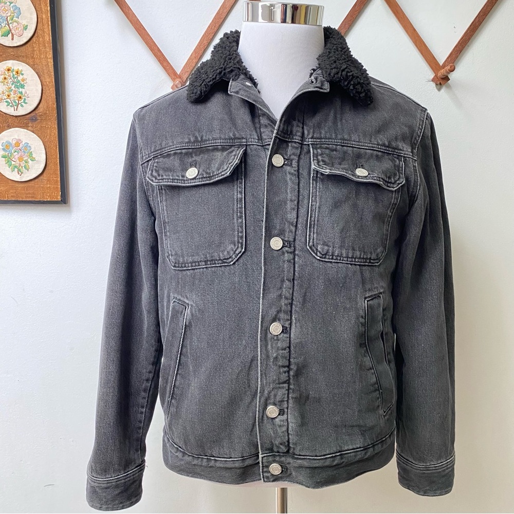 Sherpa Collar Lined Denim Trucker Jacket